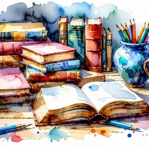 Lifestyle Watercolor Painting: Book club with community group