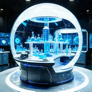 Futuristic Research Laboratory With Image, There