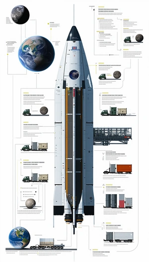 A Large White Rocket Ship Is Shown In A Diagram, With Various Parts Labeled