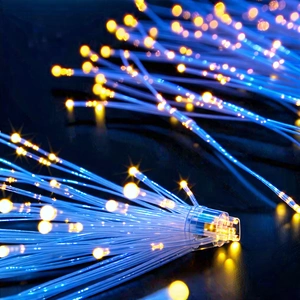 Tech Drone Photography: Close-up Of Fiber Optic Cables With Close-up Blue