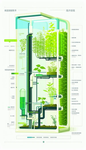 detailed illustration hydroponic system