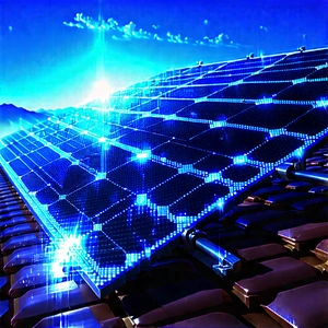 Solar Panel With Blue Light Glow With Solar Panel