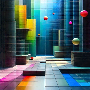 Abstract Memphis Design: Conceptual Representation Of Memory With Colorful, Three-dimensional