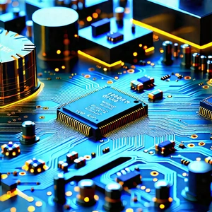 Close-up Of Electronic Circuit With Close-up Computer