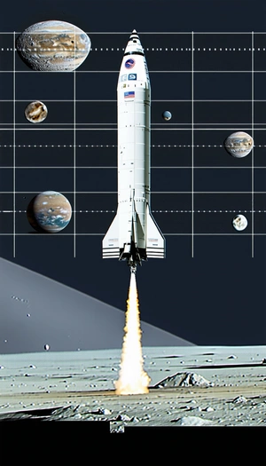 A Space Shuttle Is Shown In A Graphic, With A Rocket-like Shape And A Long Tail