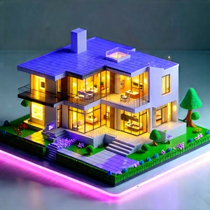 Smart Home Device With Digital Artwork With Model House