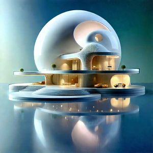 Futuristic Smart Home With Futuristic, White,