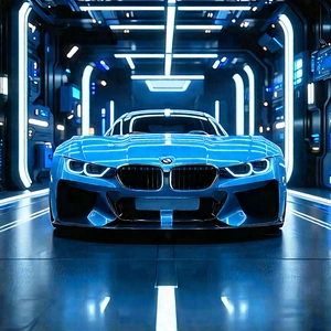 Automotive Technology In Manufacturing Facility With Blue Sports