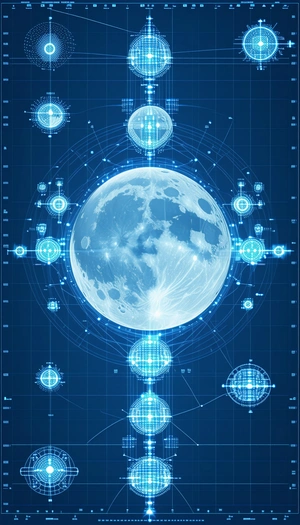 A Blue And White Moon With A Blue Background