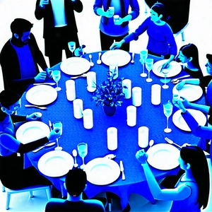 Lifestyle Aerial Photography: Dinner party with diverse friends