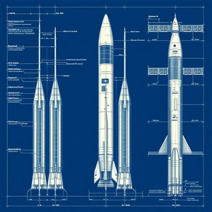 A Blue Diagram Shows The Different Parts Of A Rocket