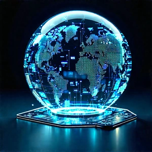 Big Data Visualization With Blue, Glowing