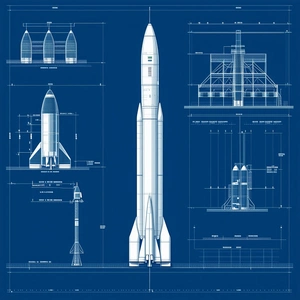 A Blueprint Of A Rocket Is Shown In This Image