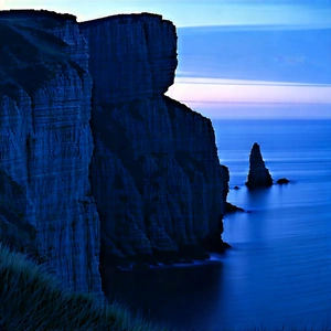 Nature Advertising Photography: Coastal Cliff During Blue Hour With Large Cliff