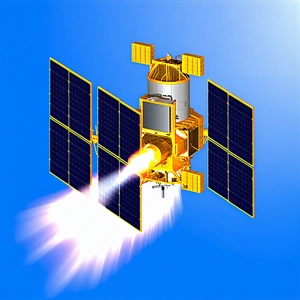 A Spacecraft Is Shown In The Image, With Its Solar Panels And A Large Antenna