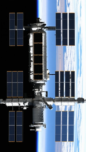 The Image Is A Black And White Photo Of A Space Station