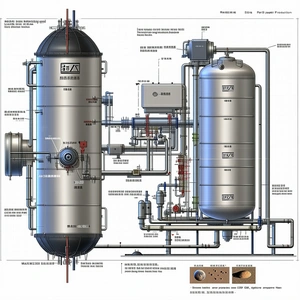 The Image Is A Detailed Drawing Of A Large Industrial Machine, Likely A Chemical Plant Or A Refinery