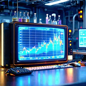 Tech Octane Render: Entertainment Technology In Modern Laboratory With Computer Monitor