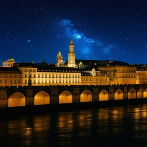 Urban Unreal Engine: Cityscape Of Historic City Center During Night With Beautiful Cityscape
