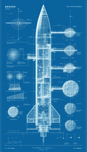 A Blue Diagram Of A Space Shuttle Is Displayed, Showing The Various Components And Their Functions