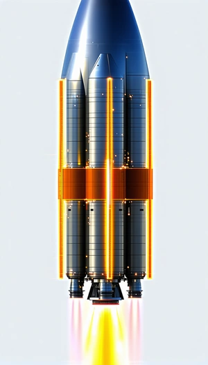 A Large Rocket Ship Is Shown In A Close-up View