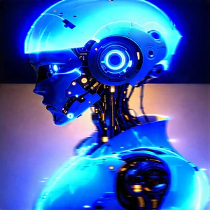 Robot with blue light (glow:1.34)