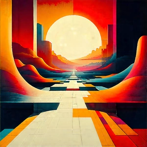 Abstract Retro Poster Style: Expansion captured in abstract form