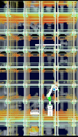 A Robot Is Standing In A Large