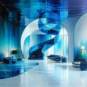 Tech Acrylic Painting: Futuristic innovation hub