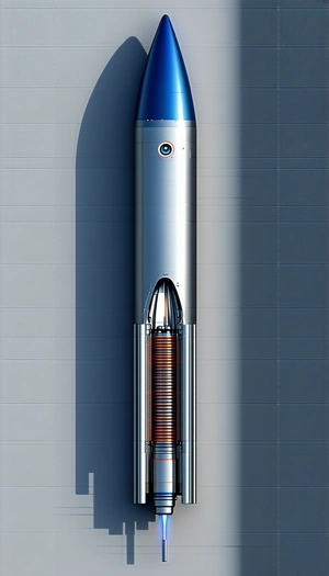 A Large, Cylindrical Object That Appears To Be A Rocket Or A Spacecraft