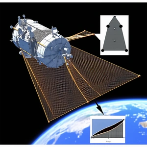 A Spacecraft, Possibly A Satellite, Flying Over A Blue Planet