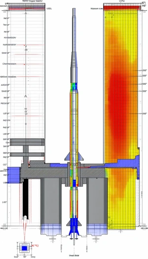 A Large, Long, And Skinny Rocket Is Shown In A Computer-generated Image