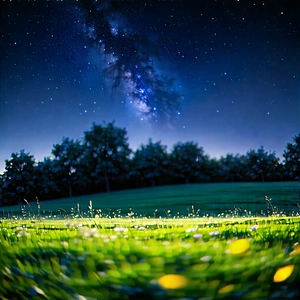 Nature Concept Art: Meadow During Night With Lush Green