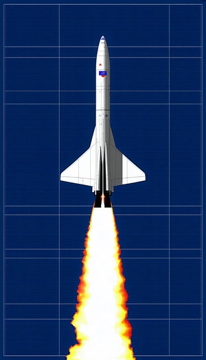 A Rocket Is Shown In A Blue Sky, With Its Tail End Visible