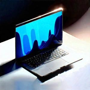 Laptop With Digital Artwork With Laptop Computer