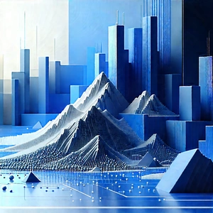Abstract Blueprint Style: Granular Arrangement With Blue White