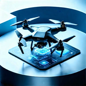 Drone With Data Visualization With Black Drone
