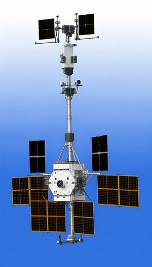 A Large Satellite Dish With A Camera Mounted On It