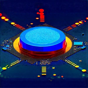Microchip With (digital:1.23) Particles With Close-up Blue