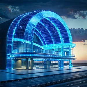 Innovative Renewable Energy Design With Large, Blue,