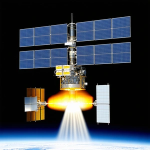 A Space Station With A Large Satellite Dish On Top Of It