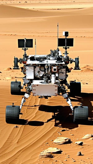 A Large, White, And Black Robotic Vehicle With A Flat Surface On Its Back