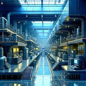 Financial Technology In Manufacturing Facility With Image, There