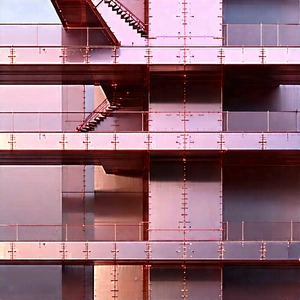 Abstract Technical Illustration: Metal Construction With Texture With Large Building
