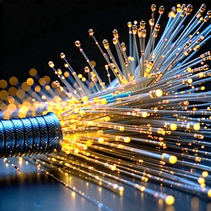 Tech Architectural Photography: Close-up Of Fiber Optic Cables With Close-up Wire