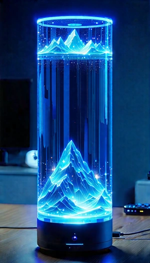 Smart Home Device With Digital Artwork With Tall, Blue,