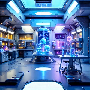 Futuristic Research Laboratory With Futuristic Setting,