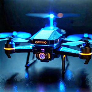Drone With Holographic Display With Blue Black