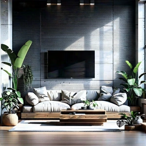 Lifestyle Vector Art: Cozy Living Room With Plants And Natural Elements With Image, There