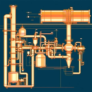 The Image Is A Blueprint Of A Large Industrial Plant, Featuring A Variety Of Pipes And Valves